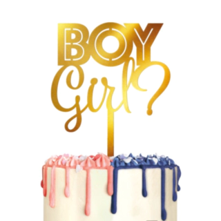 Boy or Girl? Tårtdekoration Guld