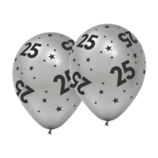 25 År Latexballonger Silver
