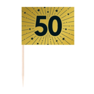 50 År Tårtflaggor Guld