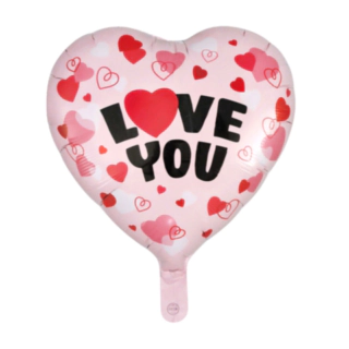 Love You Hjärtformad Folieballong Ljusrosa