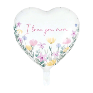 I Love You Mom Hjärta Folieballong Vit