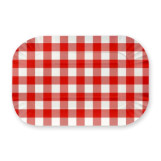 Rutiga Pappersfat Röd/Vit
