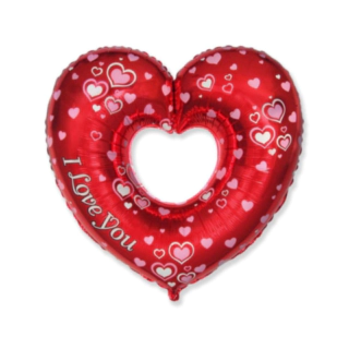 I Love You Hjärta Folieballong Röd