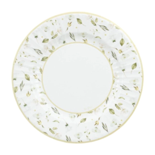 Blommor Papperstallrikar Vit/Guld