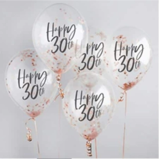 Happy 30th Konfettiballonger Roséguld