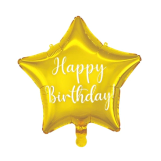 Happy Birthday Stjärna Folieballong Guld