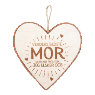 Verdens Bedste Mor Trähjärta Beige