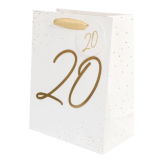 20 År Presentpåse Vit/Guld
