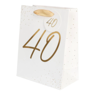 40 År Presentpåse Vit/Guld