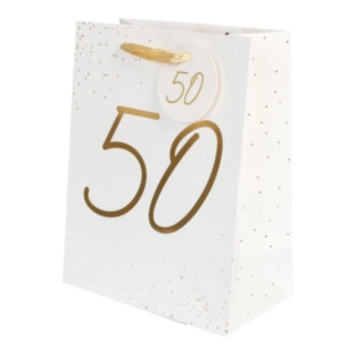 50 År Presentpåse Vit/Guld