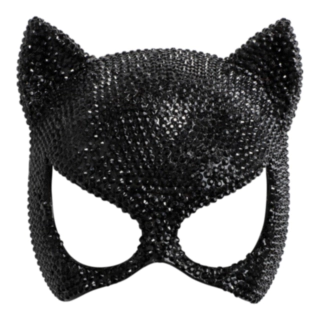 Katt Halvmask Med Strass Svart