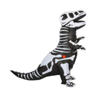 Uppblåsbar T-Rex Skelett Maskeraddräkt Svart/Vit