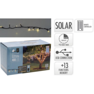 Solar Ljusslinga 480 LED Varm Vit