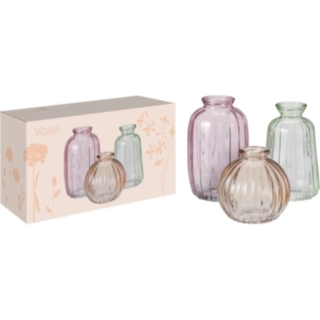Räfflade Glasvaser Rosa/Grön