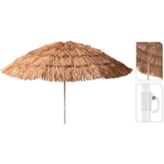 Raffia Strandparasoll Brun