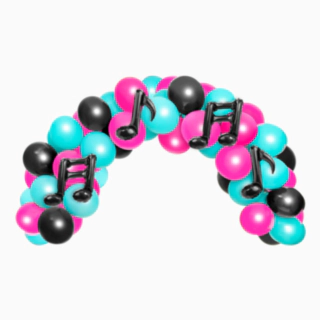 Musiknot Ballongbåge Svart/Rosa/Turkos