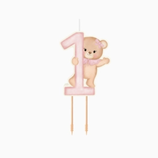 1 År Nalle Tårtljus