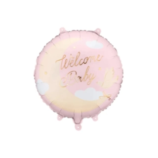 Welcome Baby Folieballong Ljusrosa
