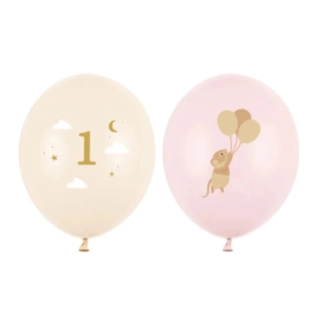 1-års Mus Latexballonger Ljusrosa