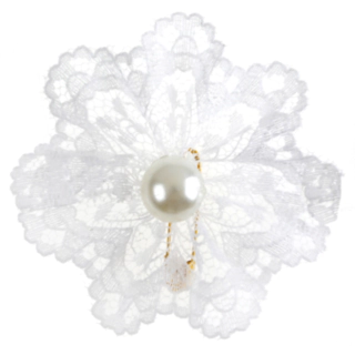 Hvid Blondeblomst Broche