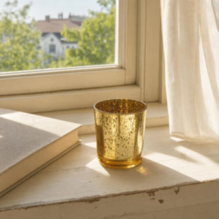 Metalliska Splatter Ljusstakar Guld, 4 st.