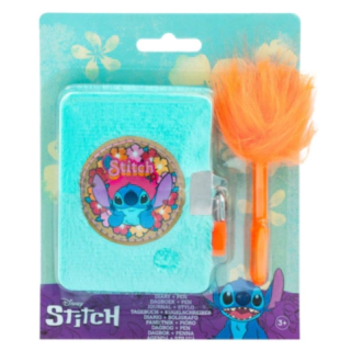 Stitch® Mjuk Dagbok Med Lås & Fluffig Penna