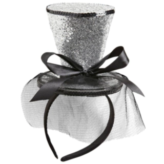Silverglittrig hatt på hårband