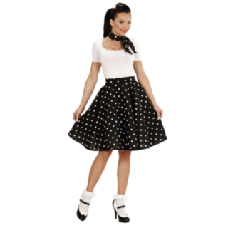 50-tal Polka Kjol Svart