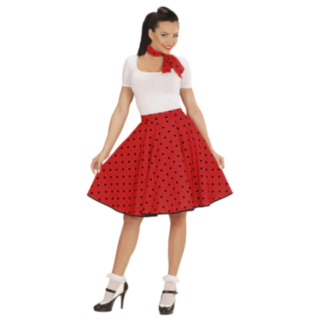 50-tal Polka Kjol Röd