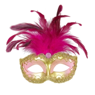 Ögonmask Med Fjädrar Rosa/Guld