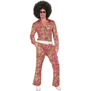 60-tals Paisley utsvängda byxor rosa
