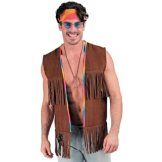 Hippiefransväst Brun