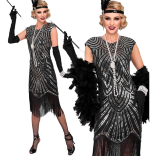 Sølv 20'er Flapper Kostume
