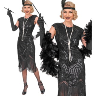 20'er Gatsby Flapper Kostume Sort