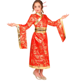 Kimono Børnekostume Rød/Guld