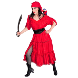 Röd piratdräkt för kvinnor