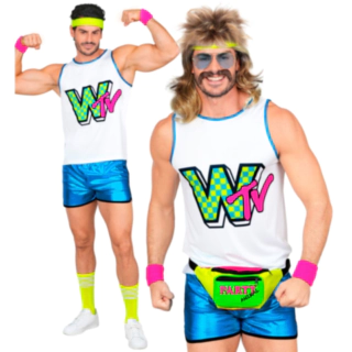 80'er Aerobic Herrekostume Blå