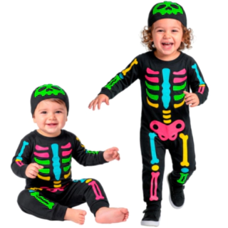 Farverigt Skelet Babykostume