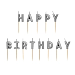 Happy Birthday Tårtljus Silver