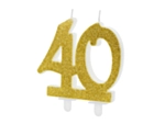 40 År Glitter Tårtljus Guld