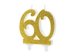 60 År Glitter Tårtljus Guld