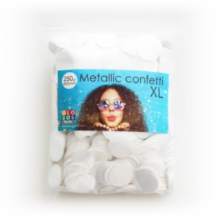 Rund Konfetti Metallic Vit