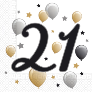 21 År Ballonger Servetter