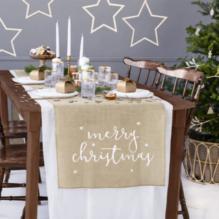 Merry Christmas Jute Bordslöpare