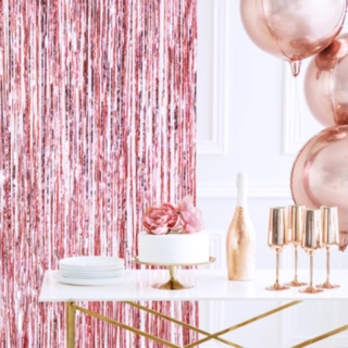 Glitterdraperi Roséguld