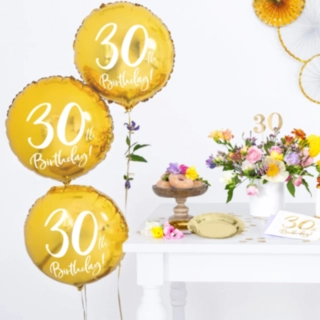 Rund 30th Birthday Folieballong Guld