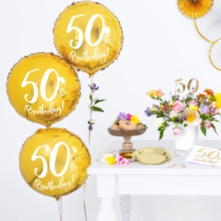 Rund 50th Birthday Folieballong Guld
