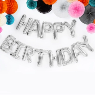 Happy Birthday Folieballonger Silver