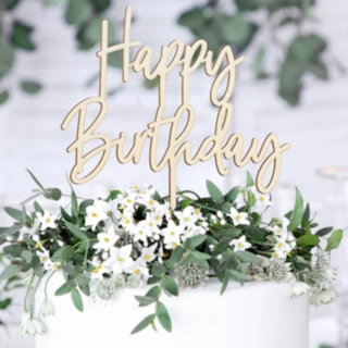 Happy Birthday Trä Tårttopper
