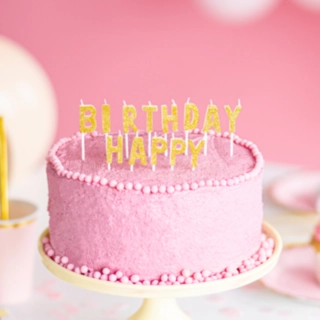 Happy Birthday Tårtljus Glitter Guld